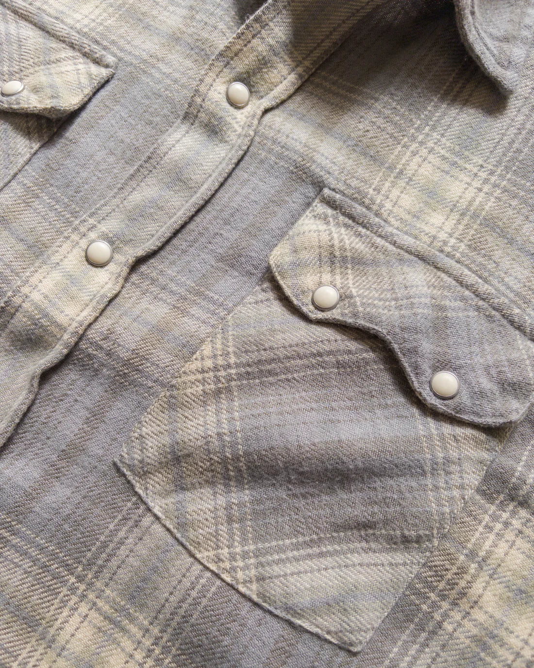 Wythe - Washed Flannel Pearlsnap Shirt - Late Frost