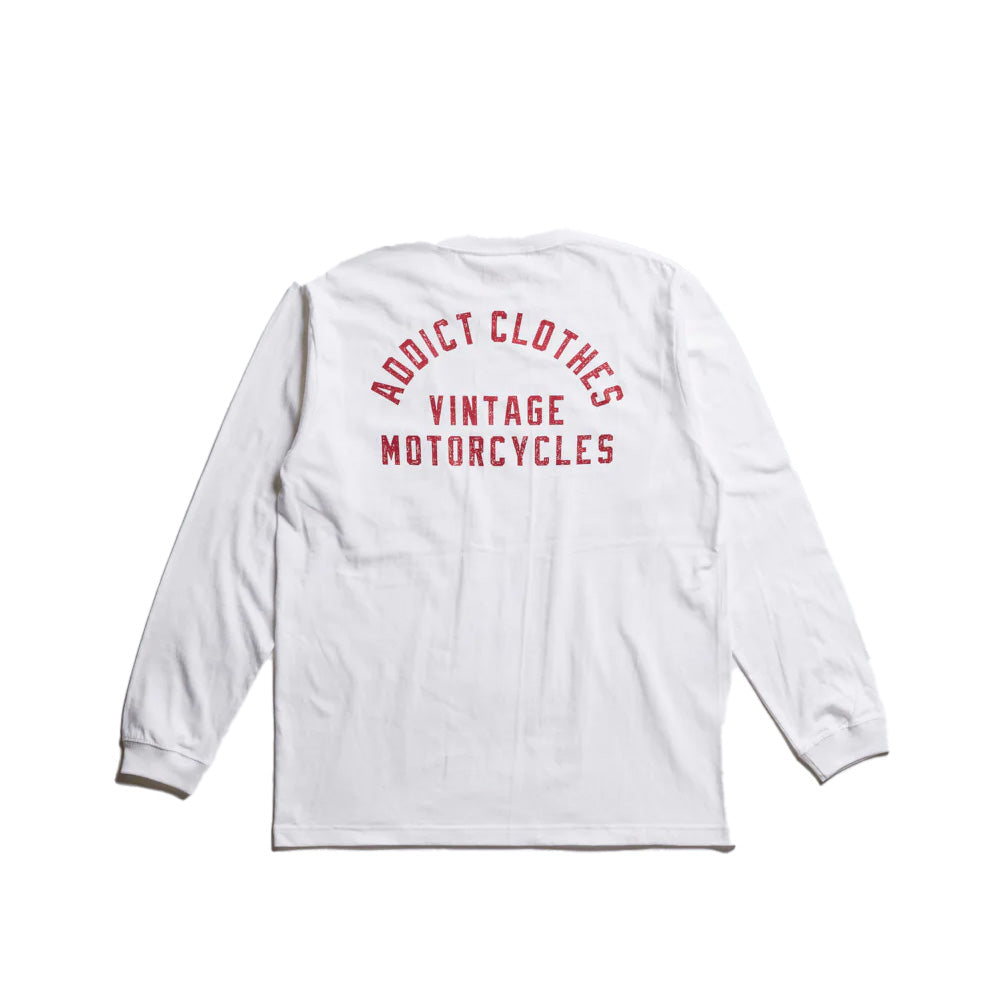 Addict Clothes - Long Sleeve Pocket Tee - White (Logo'd)