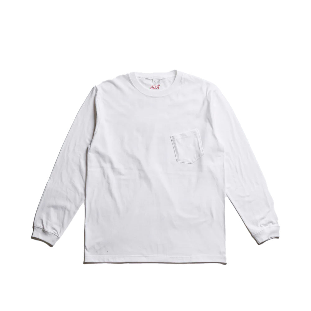 Addict Clothes - Long Sleeve Pocket Tee - White (Logo'd)