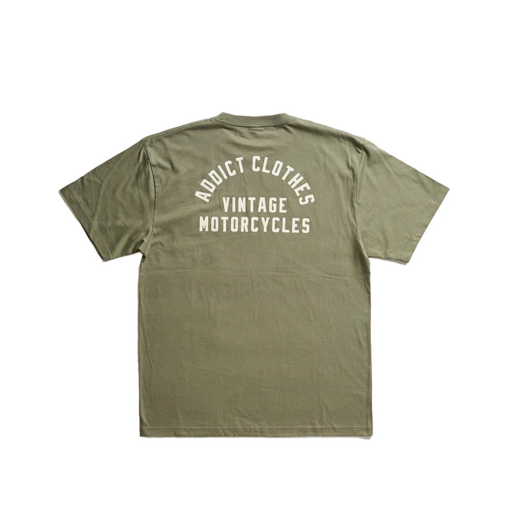Addict Clothes - Slanted Pocket Tee - Faded Green (Logo'd)