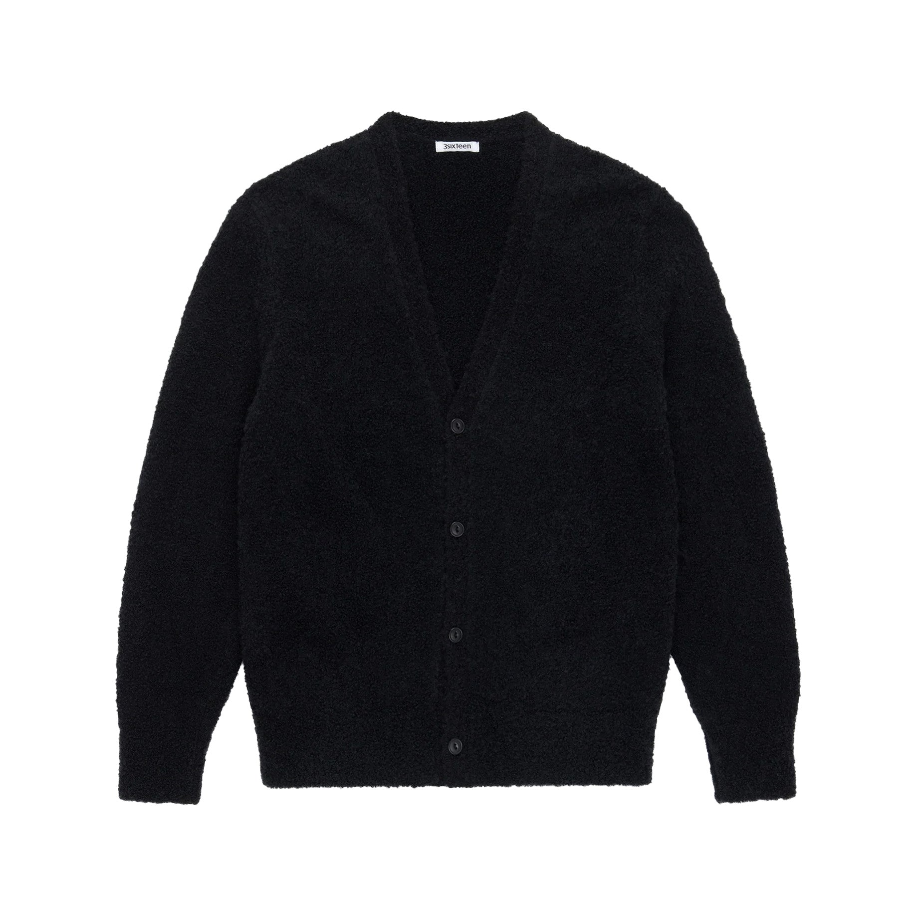 3sixteen - V⁠-⁠Neck Cardigan - Black Boucle Alpaca