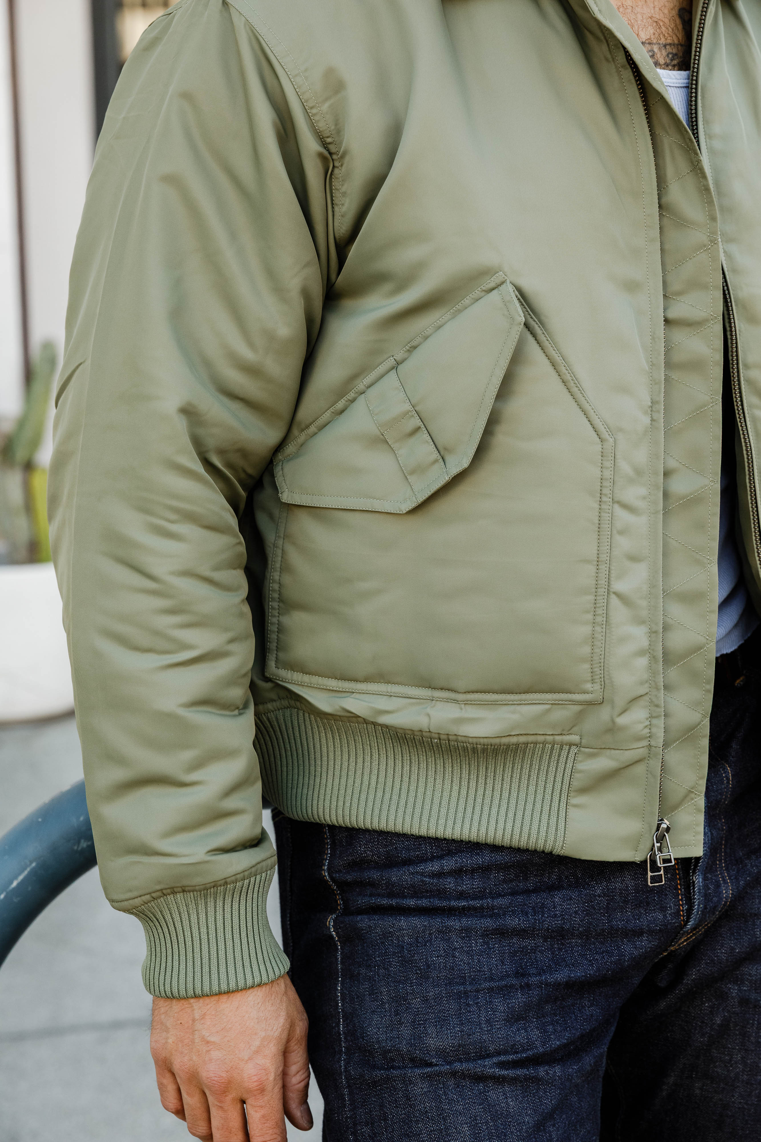 3sixteen - CWU Flight Jacket - Sage Aviator Satin