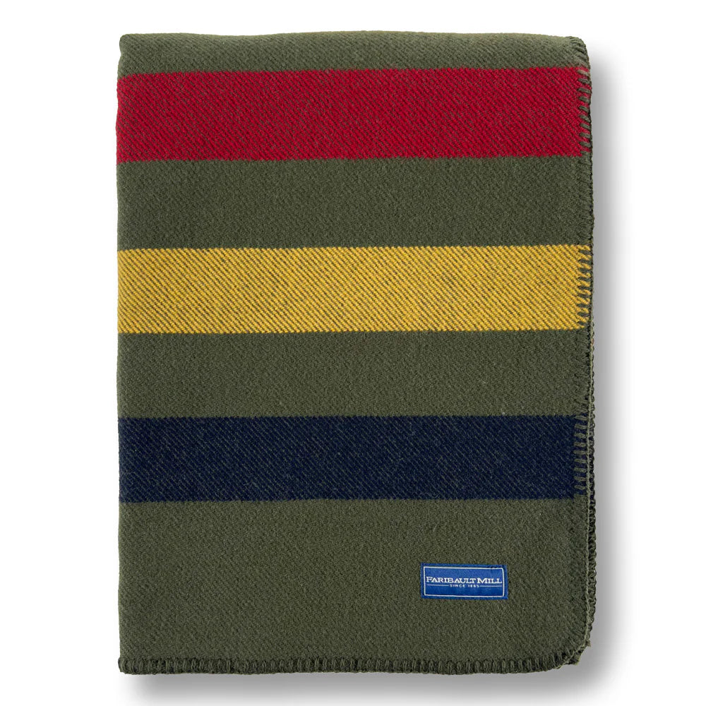Faribault Mill Frontier Wool Throw Blanket Olive