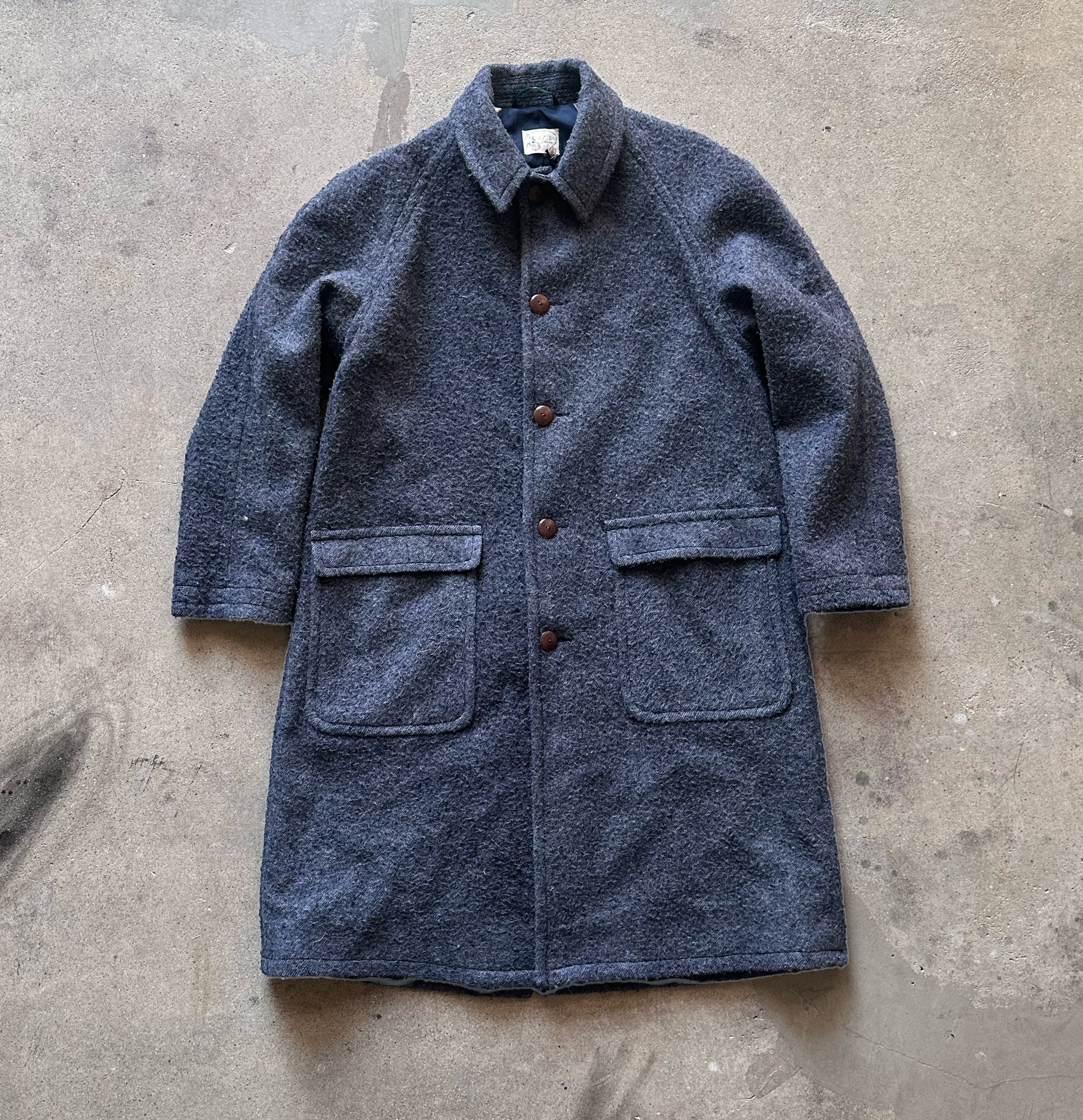 Wythe - Raglan Wool Overcoat - Shaggy Navy Casentino