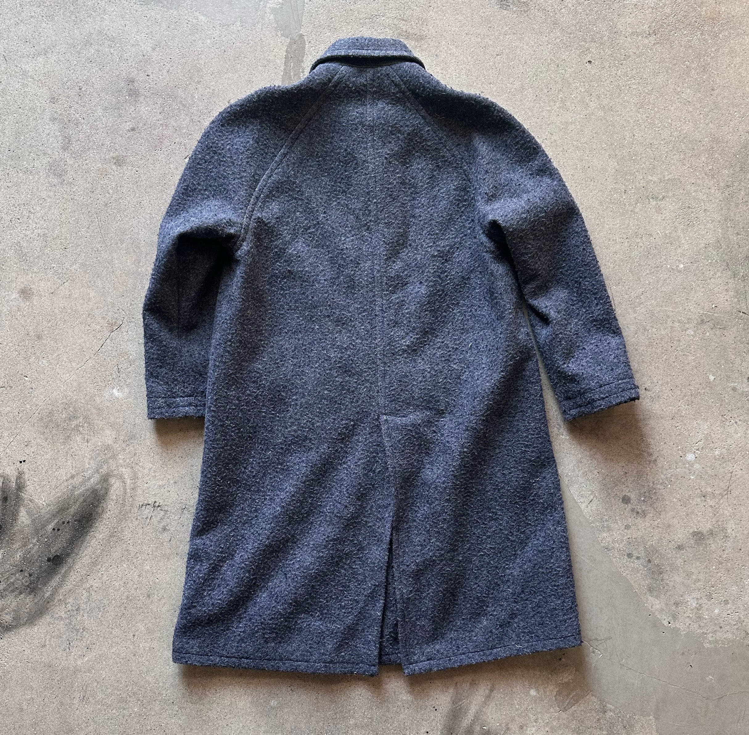 Wythe - Raglan Wool Overcoat - Shaggy Navy Casentino