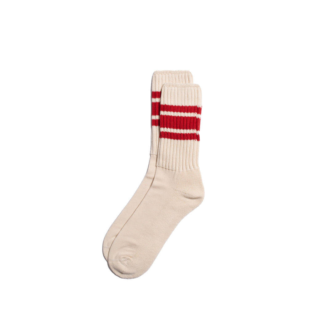Nudie - Vintage - Sport Socks - Off White - Red