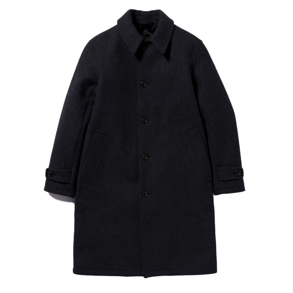 Momotaro - Heavy Melton Wool Sten Collar Coat - Black