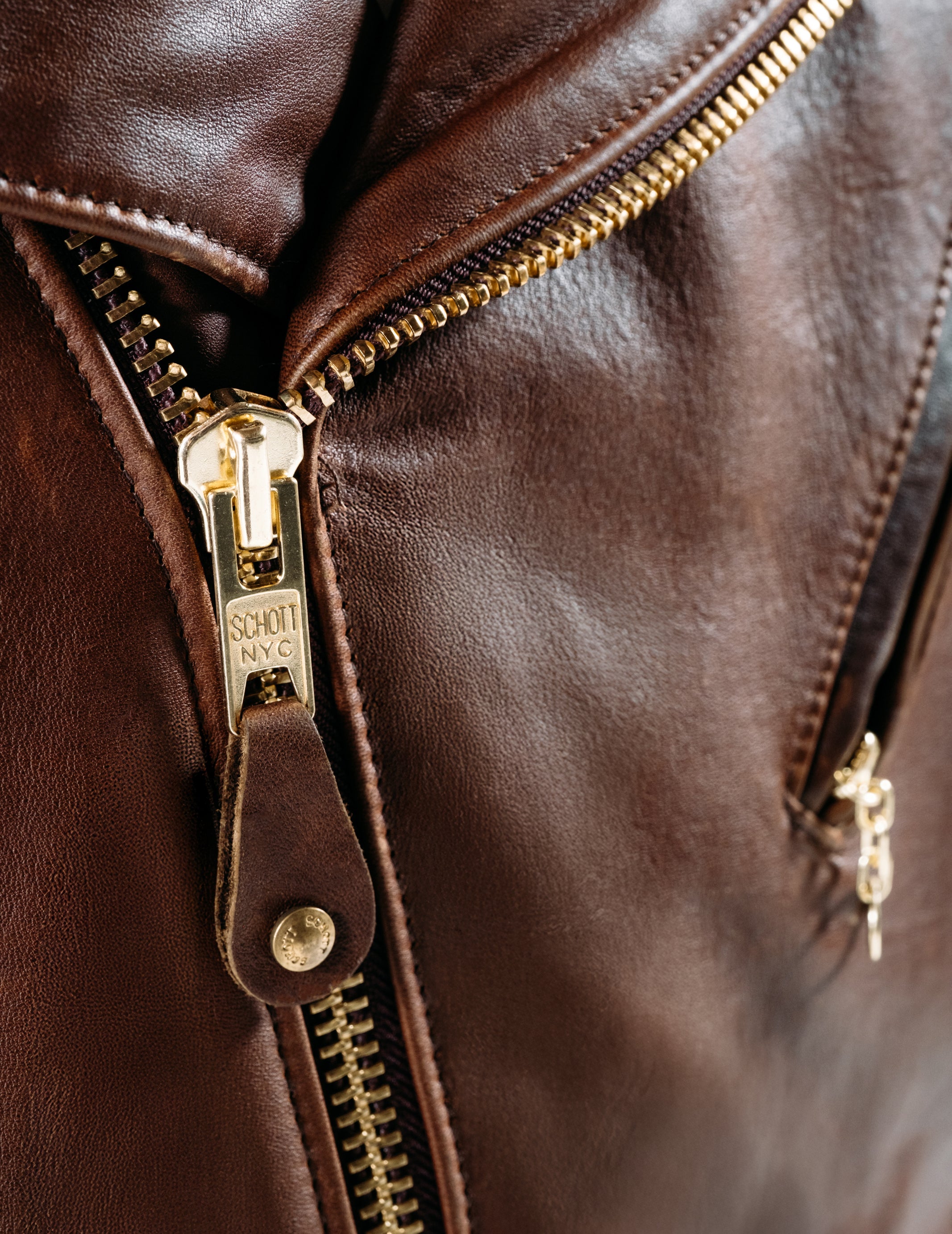 Schott N.Y.C - P656H - Chocolate Brown Horsehide