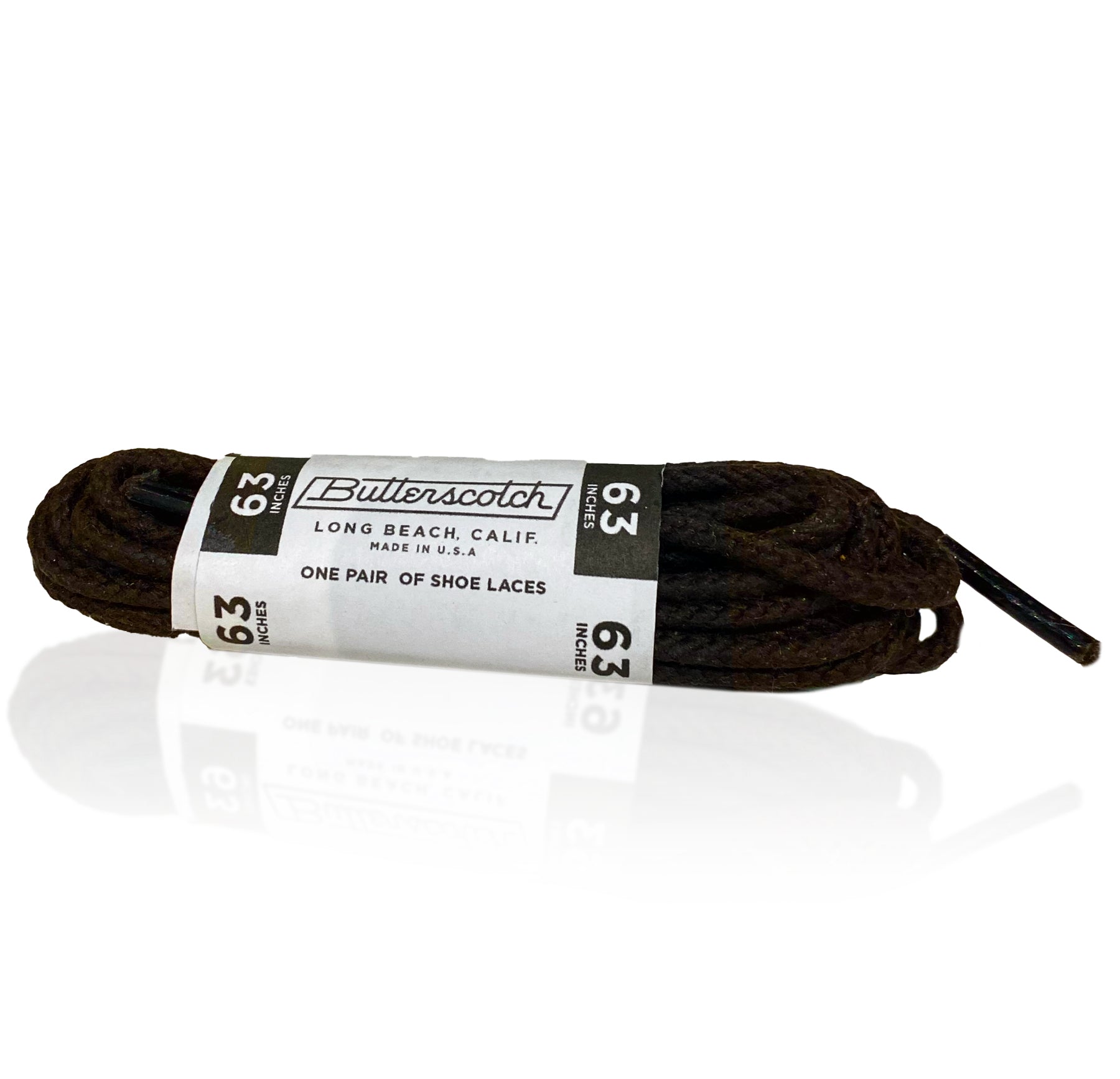 ButterScotch - 63" Round Waxed Boot Lace - Brown w/ Nylon Tip