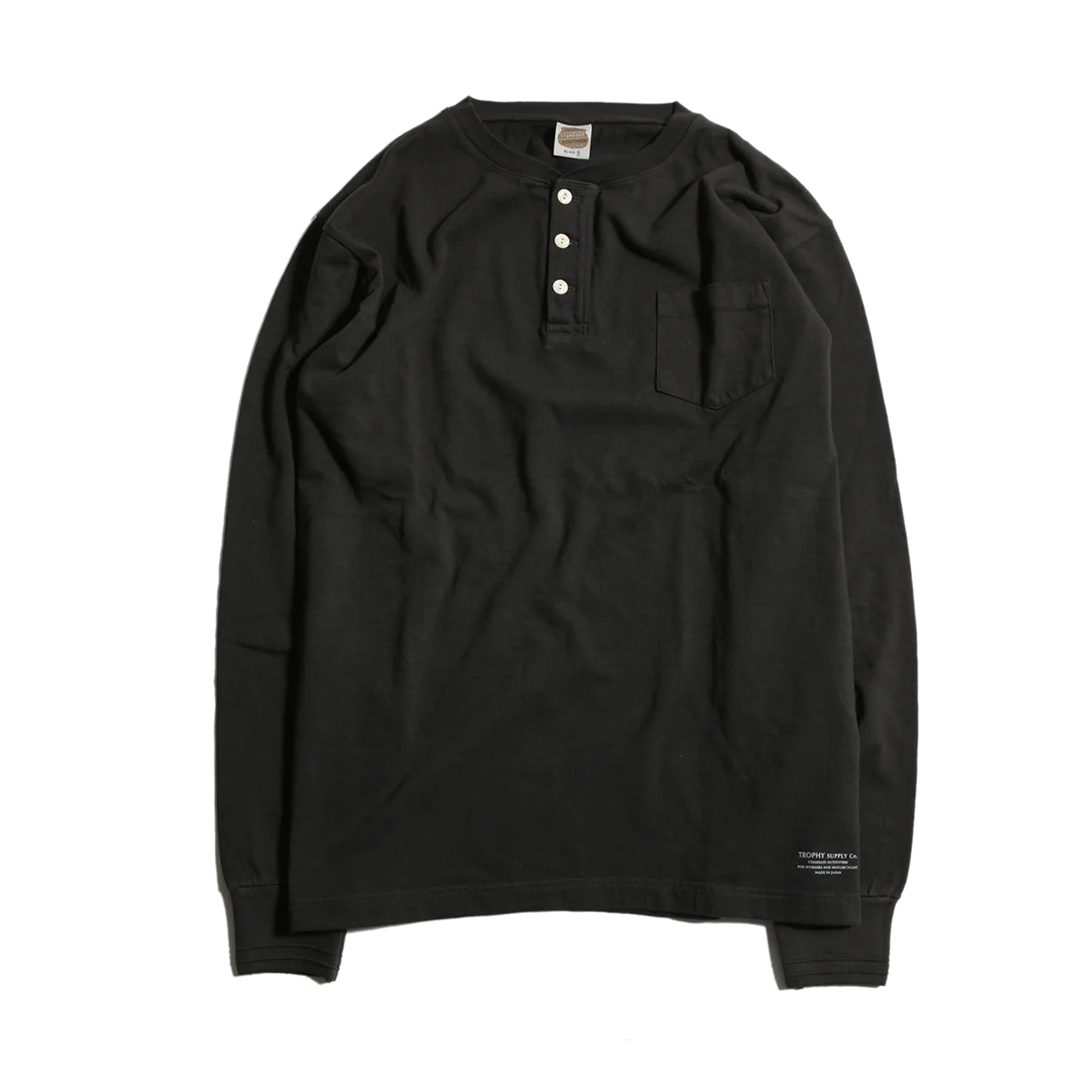 Trophy Clothing - Henley Pocket L/S Tee - Gun Black