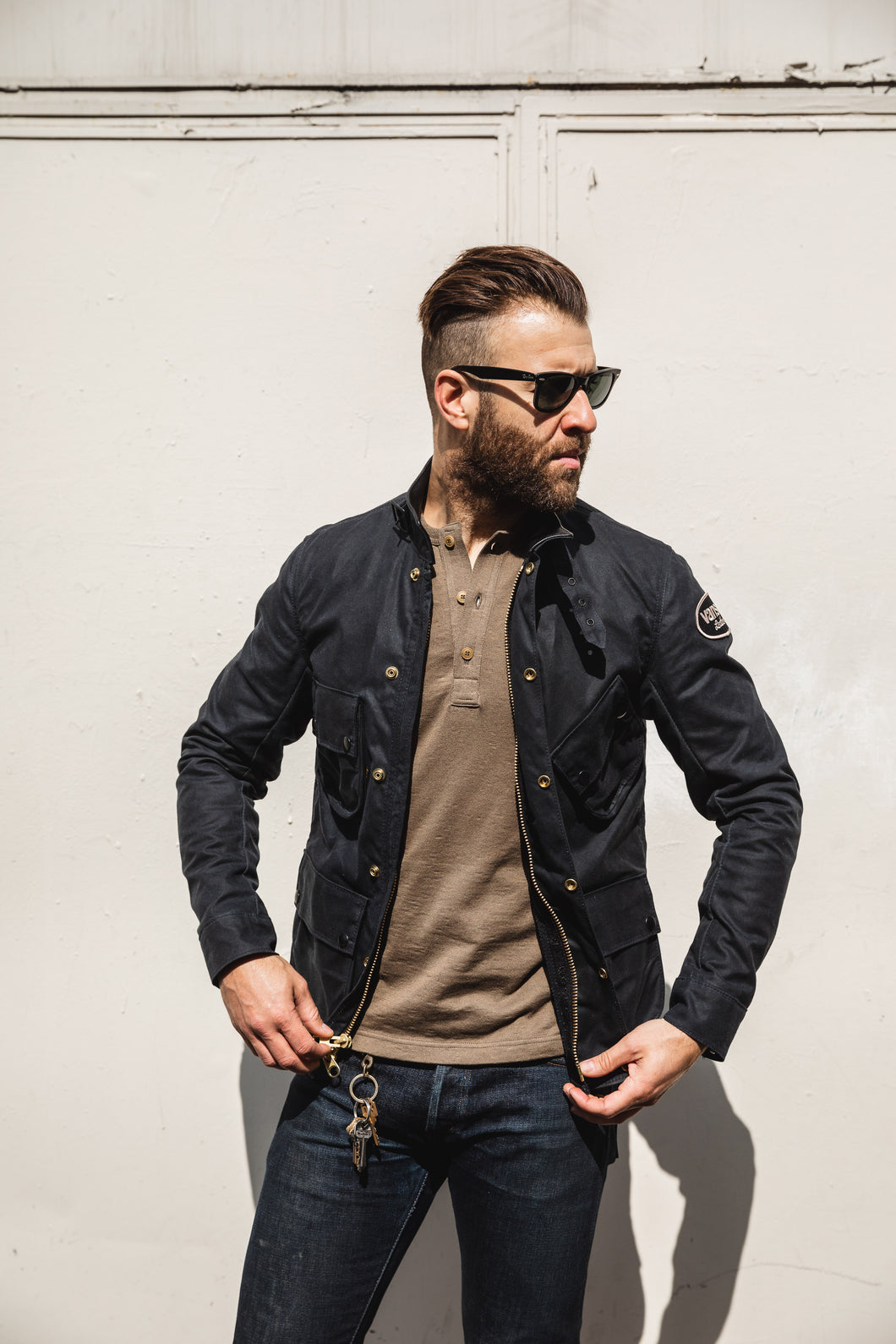 Stormer Trials Black Wax Cotton Motorcycle Jacket