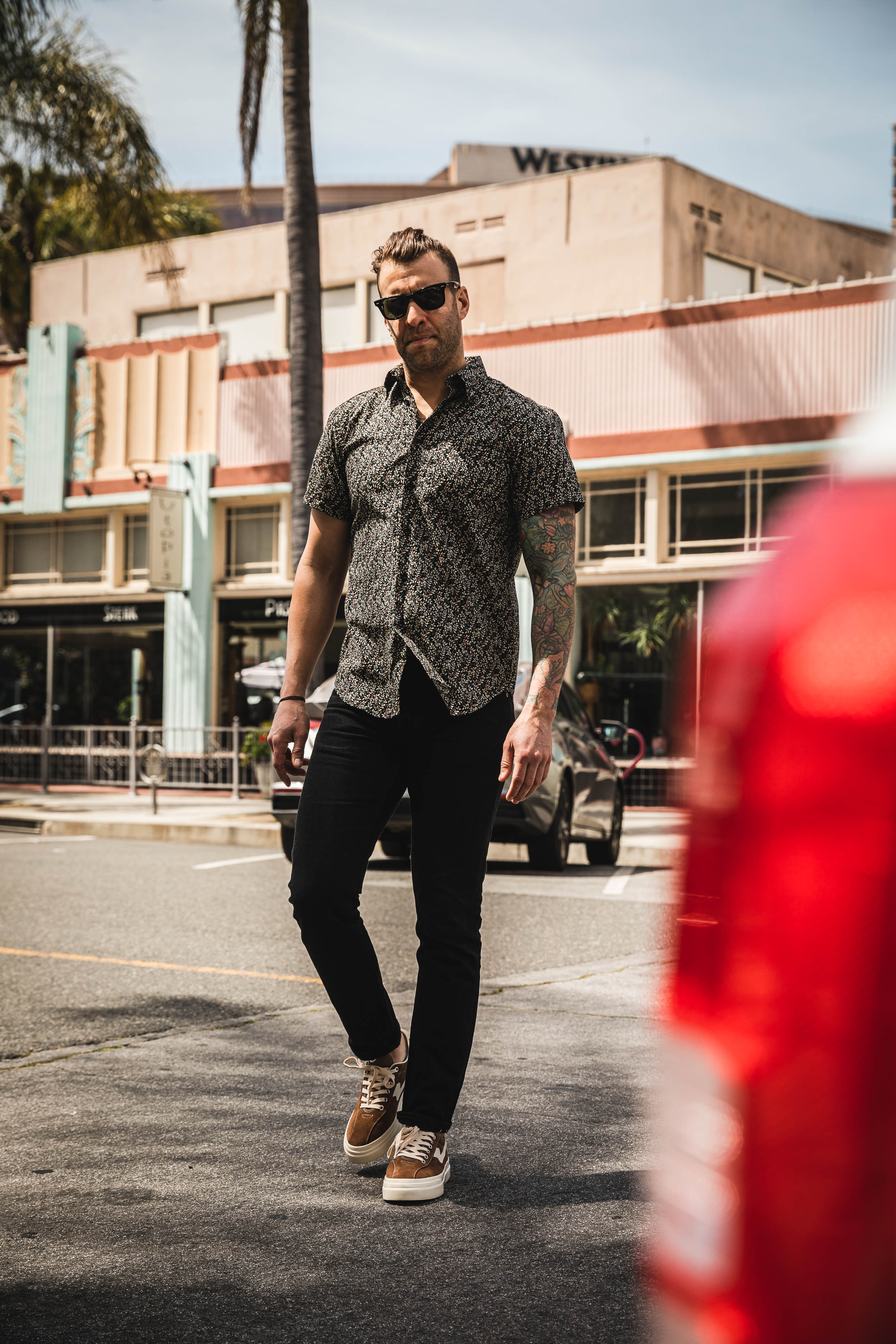 Naked & Famous - Short Sleeve Easy Shirt - Nuts & Berry - Black