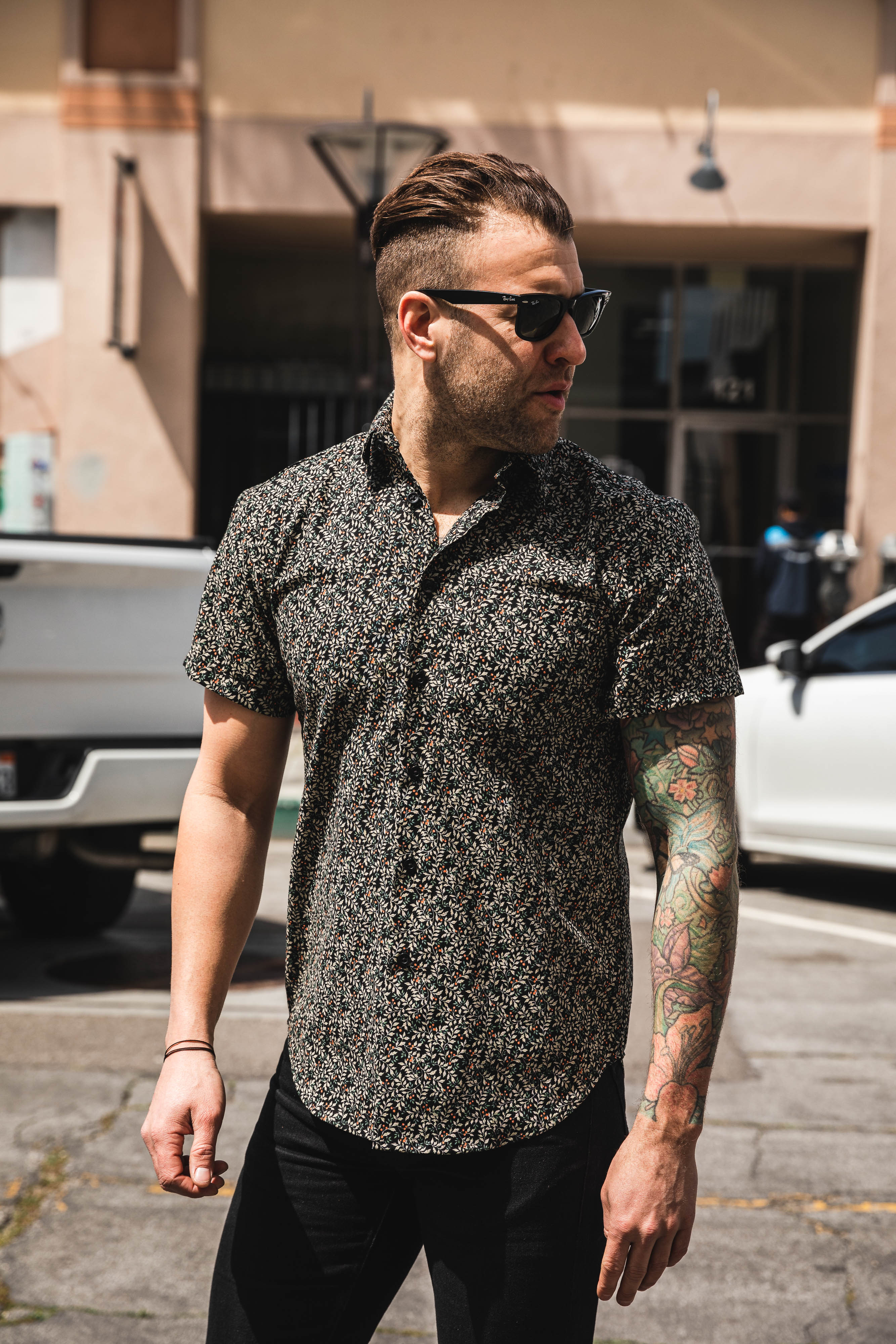 Naked & Famous - Short Sleeve Easy Shirt - Nuts & Berry - Black