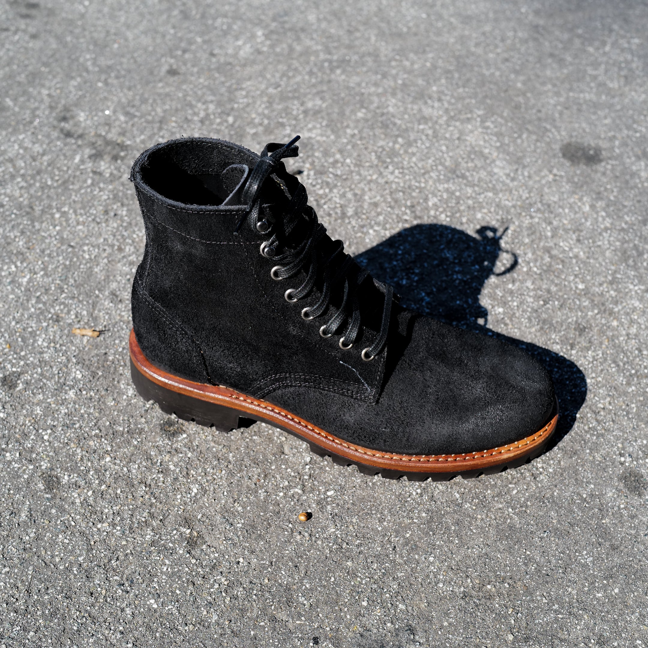 Oak Street Bootmakers x ButterScotch - Black Oil Tan Roughout Trench Boots