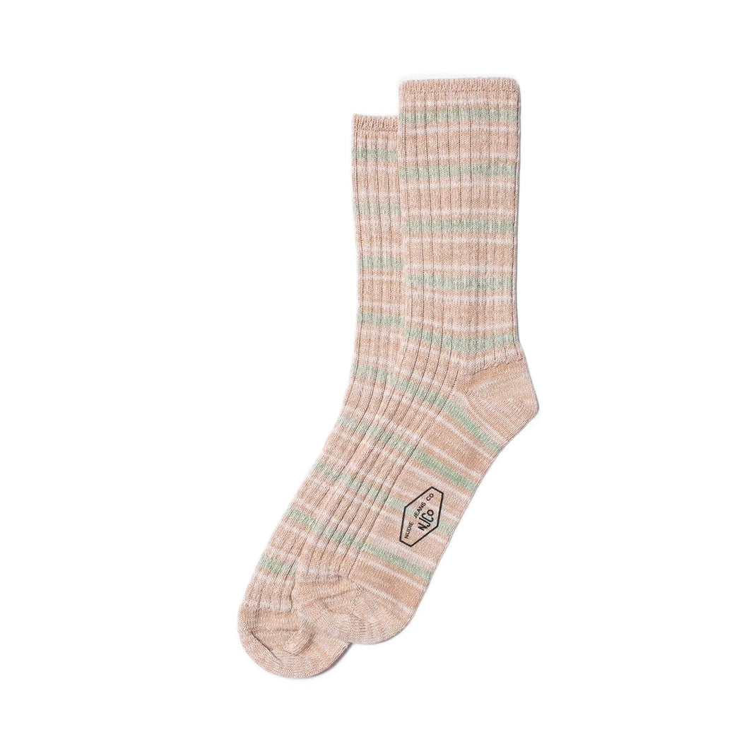 Nudie - Chunky Sock Allover Stripe White Beigemelang