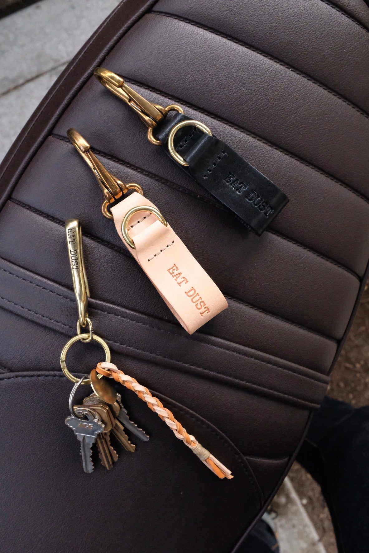 EAT DUST - Key Chain - Natural Leather